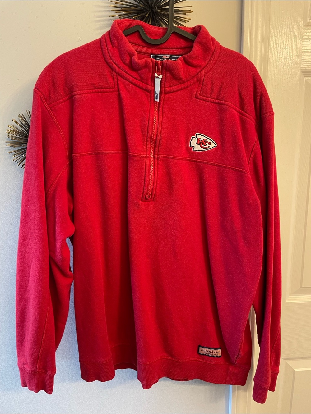 Vineyard Vines KC Chiefs Red Quarter-Zip Pullover Sweater
